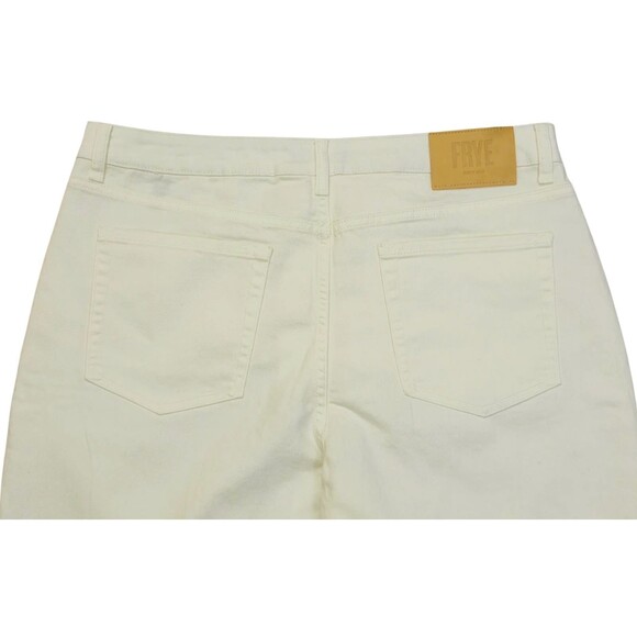 Frye High Rise Cropped Pants Size 16 16/34 Ivory White Denim Jeans Ankle New - Picture 9 of 13